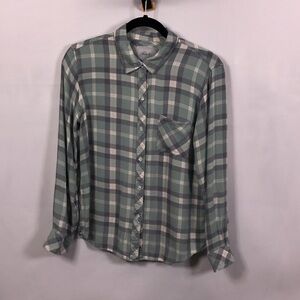 Rails Teal Plaid Flannel Lightweight Shirt Women’s Size Medium